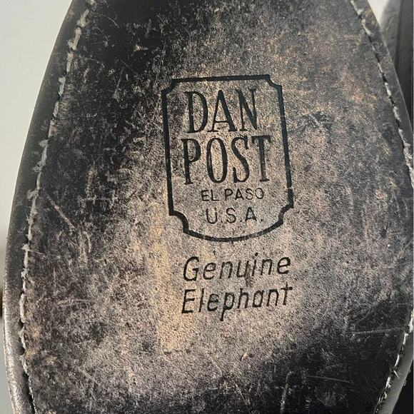 Exotic Dan Post Genuine Elephant Cowboy Boots Men's sz. 7 1/2D Grey and Black - Picture 4 of 8